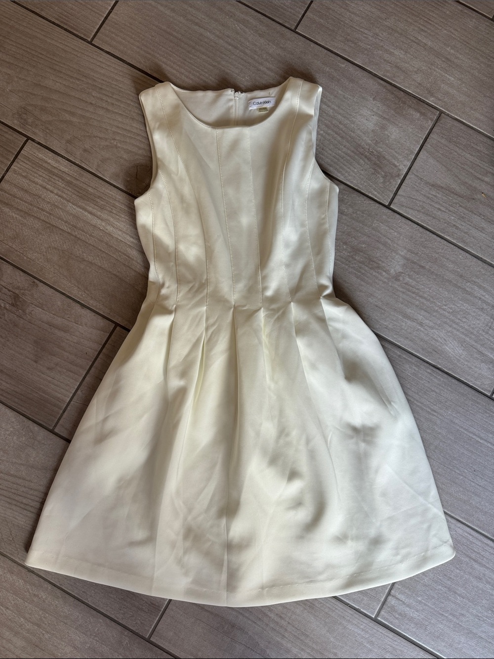 Calvin Klein Cream Sleeveless Fit-and-Flare Dress